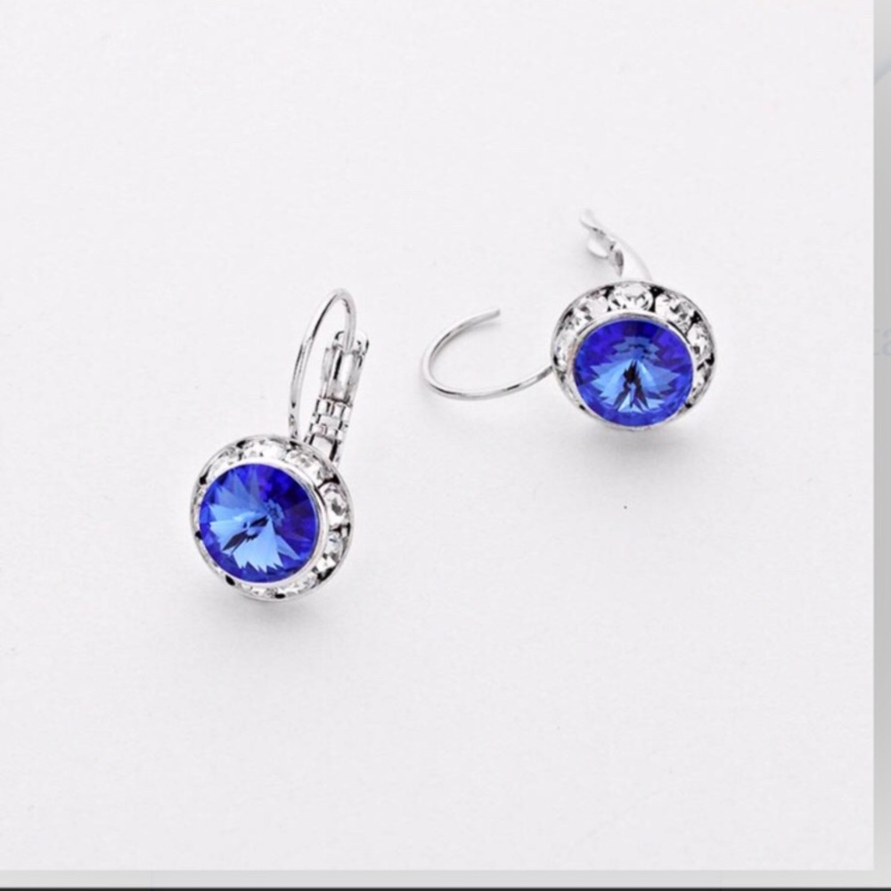 Sapphire Blue Swarovski Crystal Drop Earrings